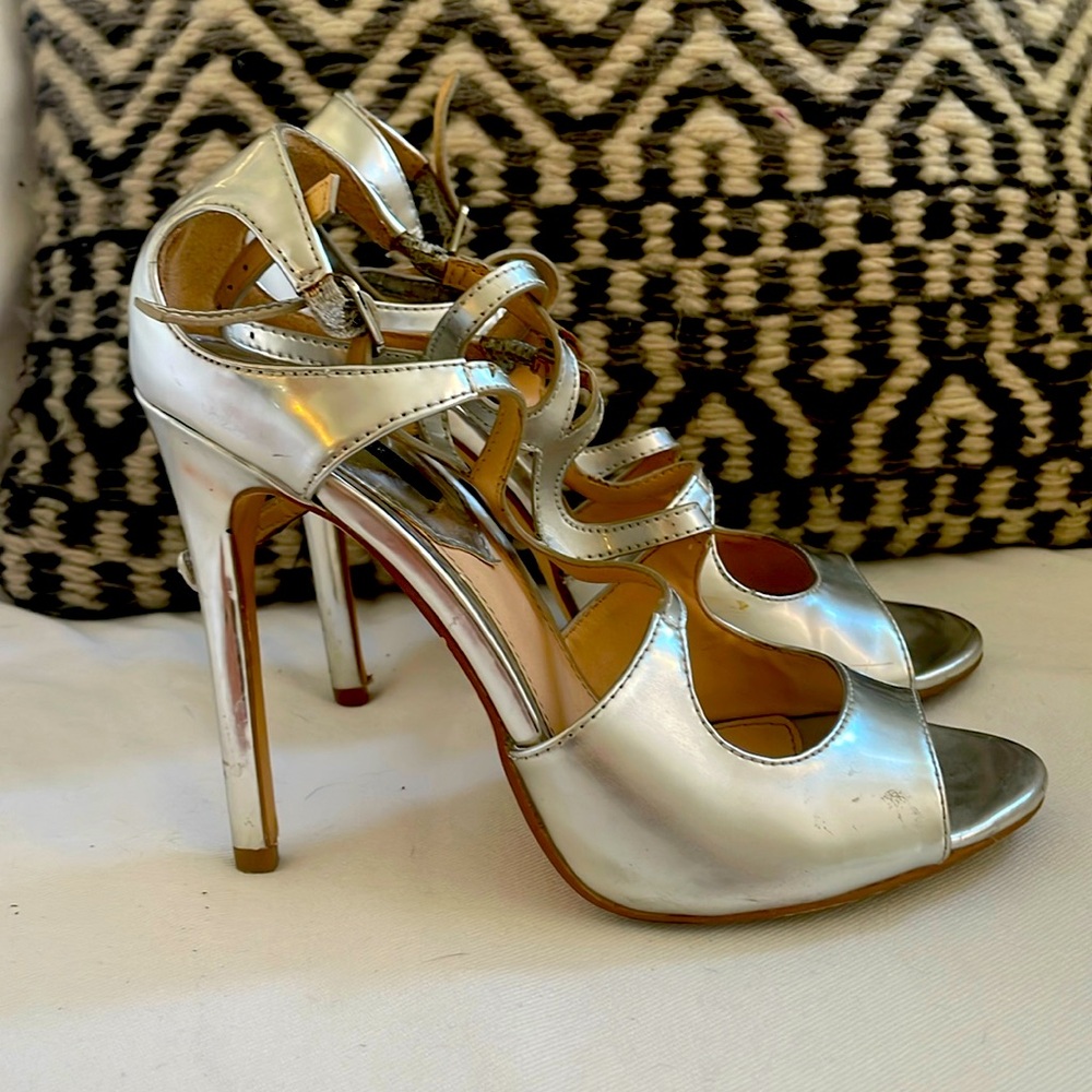 Strappy silver forever 21 heels only worn once for Halloween